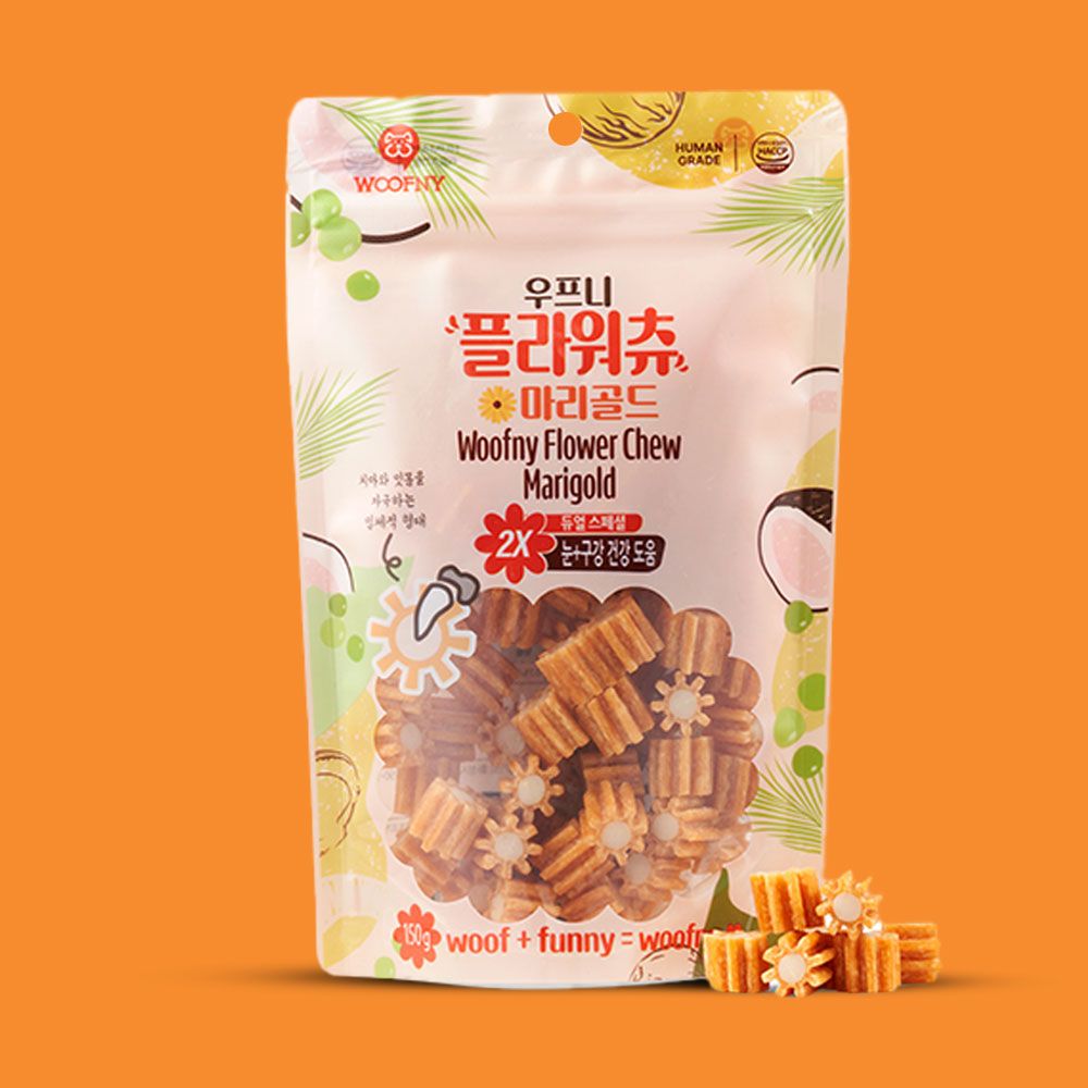 [ARK] Woofny Flower Chew Marigold_Oral Health, Plaque Relief, Dog Treats, Eye Health, Pets_Made in Korea